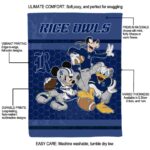 rice owls three musketeers navy blue blanket best selling
