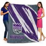 sacramento kings brushstrokes purple white blanket best selling