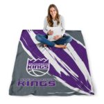 sacramento kings brushstrokes purple white blanket best selling