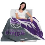 sacramento kings brushstrokes purple white blanket best selling