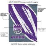 sacramento kings brushstrokes purple white blanket best selling