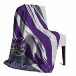 sacramento kings brushstrokes purple white blanket best selling