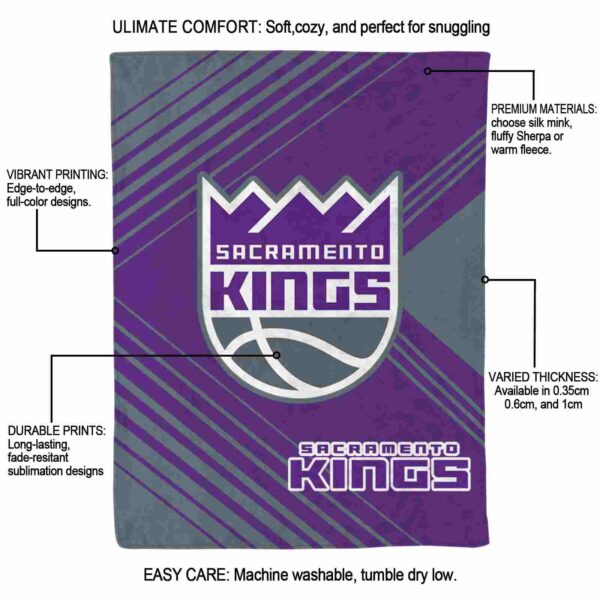 sacramento kings diagonal stripes purple blanket new arrival