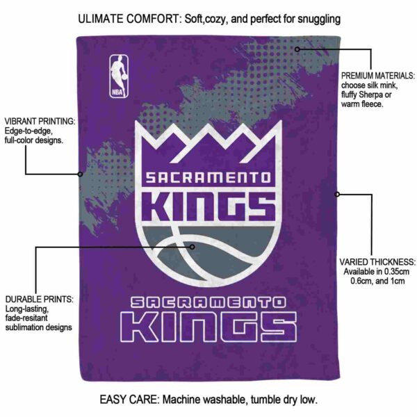 sacramento kings grunge texture purple blanket new arrival