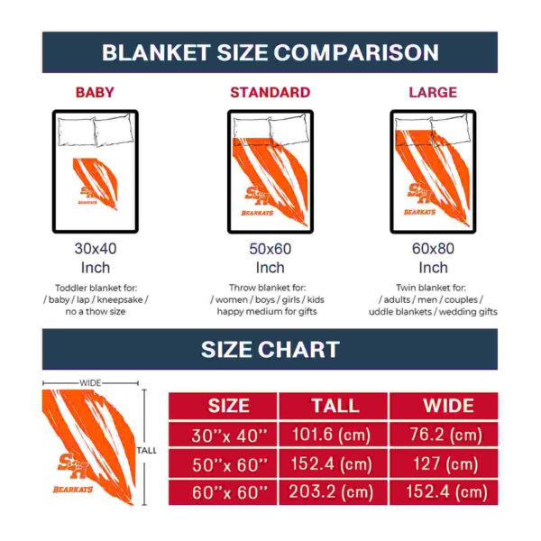 sam houston bearkats brushstrokes orange white blanket trendy