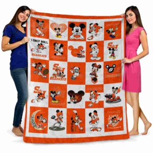 sam houston bearkats mickey minnie orange white blanket fashion forward