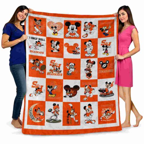 sam houston bearkats mickey minnie orange white blanket fashion forward