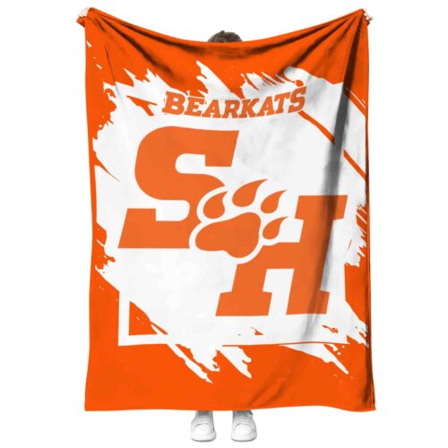 sam houston bearkats splatter effect orange blanket best selling