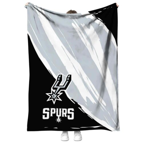 san antonio spurs brushstrokes silver white blanket best selling