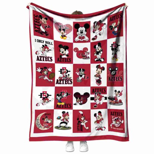 san diego state aztecs mickey minnie red white blanket best selling