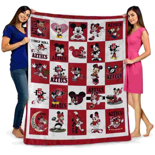 san diego state aztecs mickey minnie red white blanket fashion forward