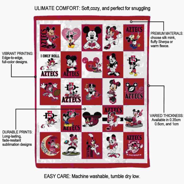 san diego state aztecs mickey minnie red white blanket new arrival