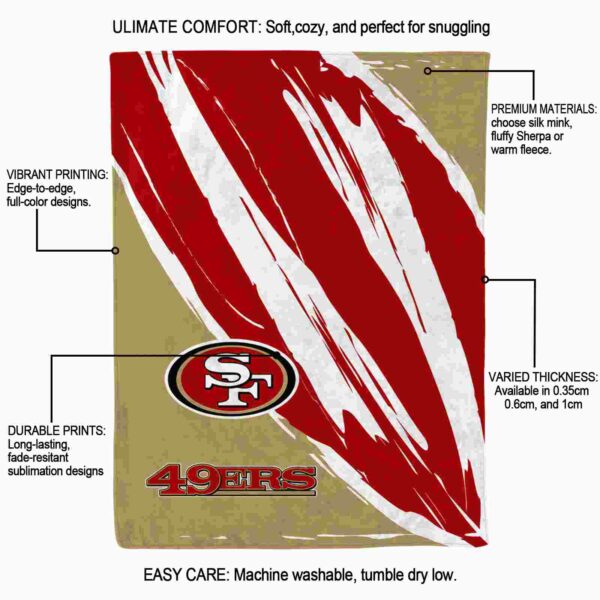 san francisco 49ers brushstrokes red white blanket new arrival