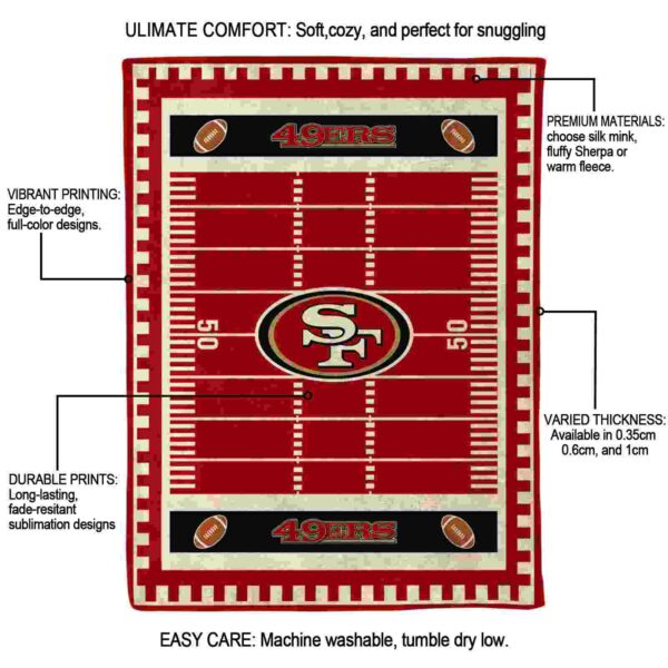 san francisco 49ers football field red blanket new arrival