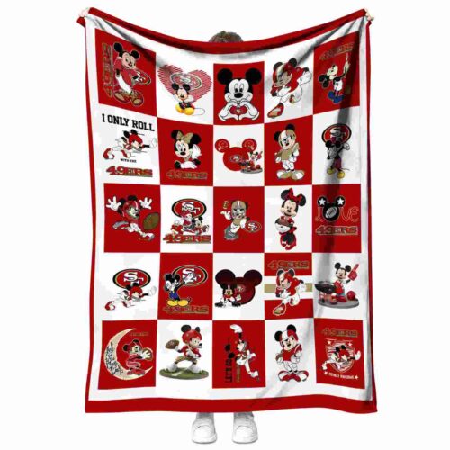 san francisco 49ers mickey minnie red white blanket best selling