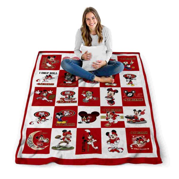 san francisco 49ers mickey minnie red white blanket high quality