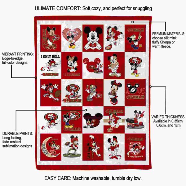 san francisco 49ers mickey minnie red white blanket new arrival