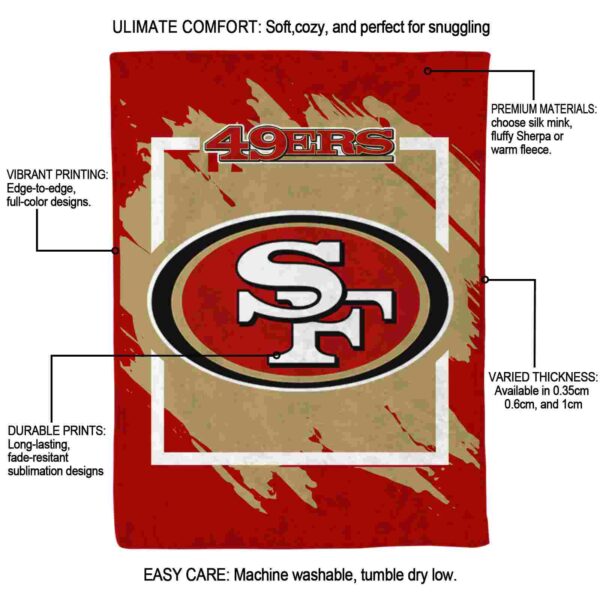 san francisco 49ers splatter effect red blanket new arrival