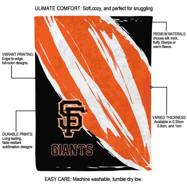 san francisco giants brushstrokes orange white blanket new arrival
