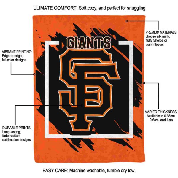 san francisco giants splatter effect orange blanket new arrival