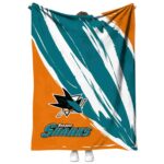 San Jose Sharks Brushstrokes Teal White Blanket 1 san jose sharks brushstrokes teal white blanket best selling