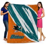 san jose sharks brushstrokes teal white blanket best selling