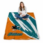 san jose sharks brushstrokes teal white blanket best selling