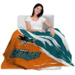 san jose sharks brushstrokes teal white blanket best selling