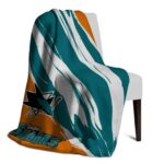 san jose sharks brushstrokes teal white blanket best selling