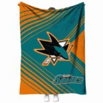 san jose sharks diagonal stripes teal blanket best selling