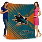 san jose sharks diagonal stripes teal blanket best selling