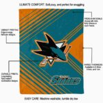 san jose sharks diagonal stripes teal blanket best selling