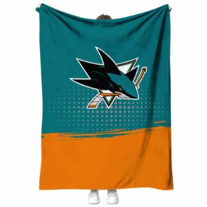 san jose sharks gradient dots teal blanket best selling