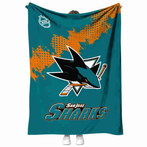 san jose sharks grunge texture teal blanket best selling