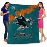 san jose sharks grunge texture teal blanket best selling