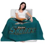 san jose sharks grunge texture teal blanket best selling