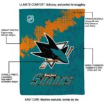 san jose sharks grunge texture teal blanket best selling