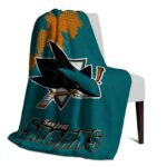 san jose sharks grunge texture teal blanket best selling