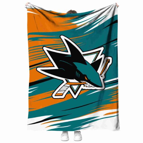 san jose sharks paint streaks teal white blanket best selling