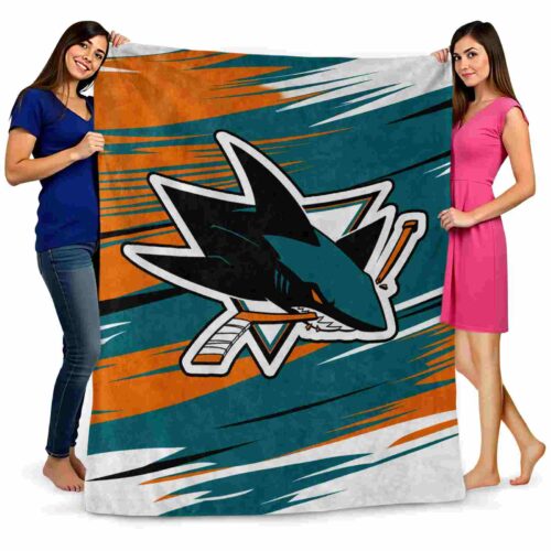 san jose sharks paint streaks teal white blanket fashion forward