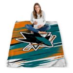san jose sharks paint streaks teal white blanket high quality