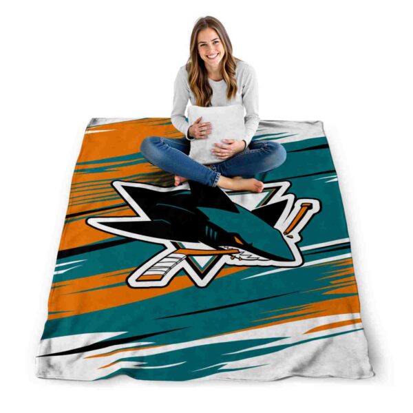 san jose sharks paint streaks teal white blanket high quality