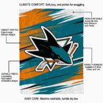 san jose sharks paint streaks teal white blanket new arrival