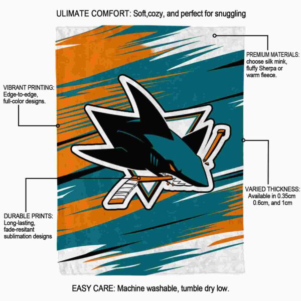 san jose sharks paint streaks teal white blanket new arrival