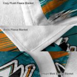 san jose sharks paint streaks teal white blanket premium grade