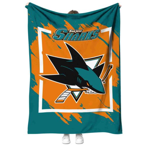 san jose sharks splatter effect teal blanket best selling