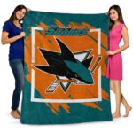 san jose sharks splatter effect teal blanket best selling