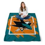 san jose sharks splatter effect teal blanket best selling