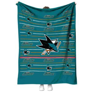 san jose sharks striped pattern teal blanket best selling
