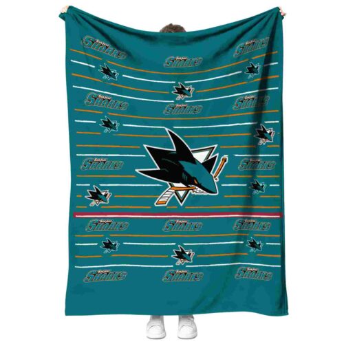san jose sharks striped pattern teal blanket best selling